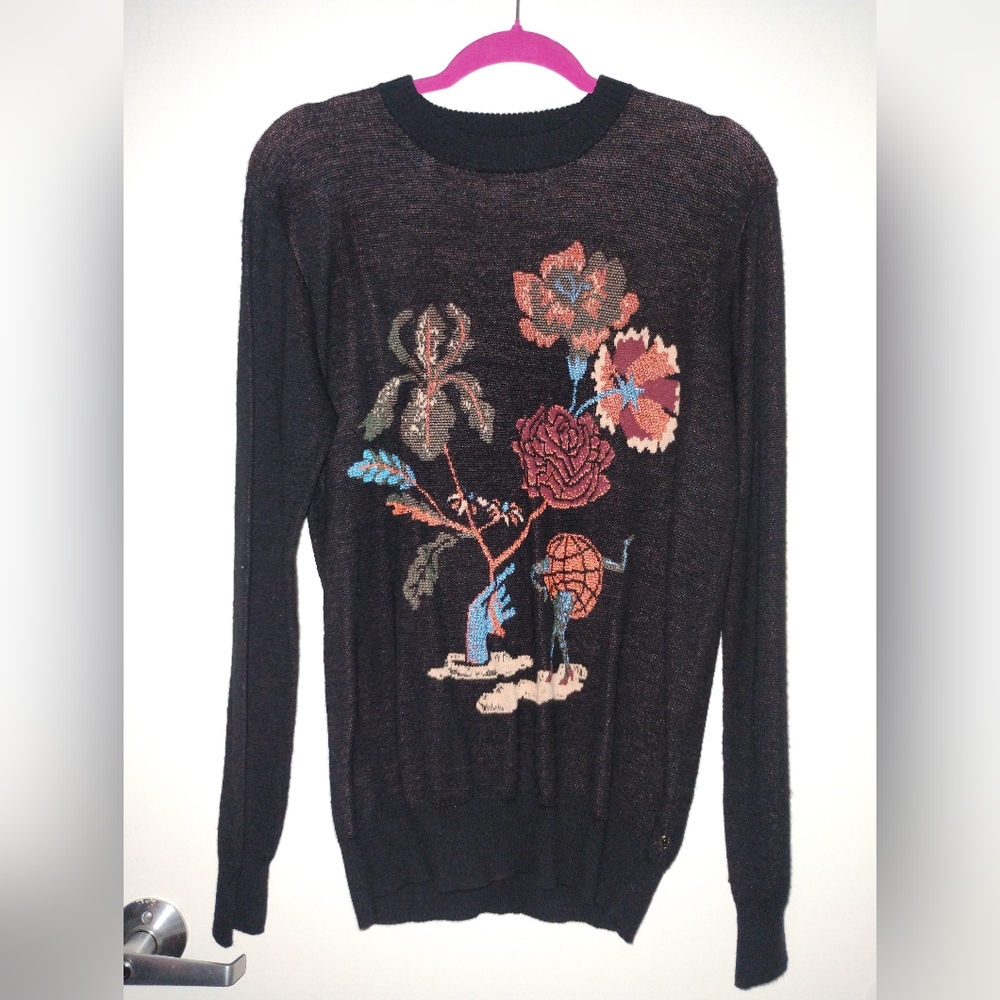 Scotch & Soda Black Sweater with Floral Design